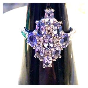 Tanzanite and White Topaz Ring 2.30cttw .925